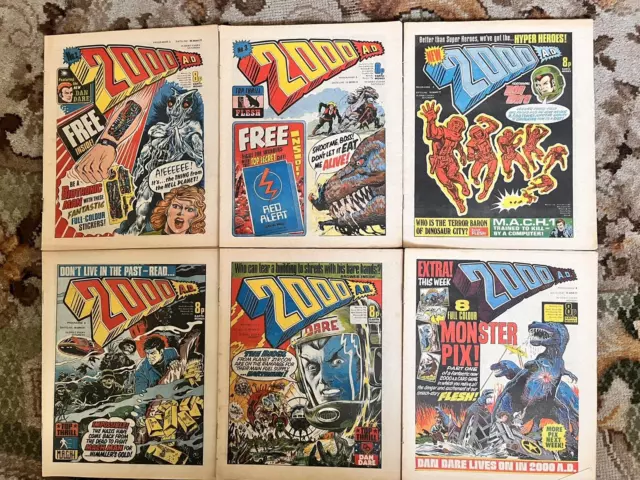 6 x Issues 2000AD 1977 Comic Including Nos 2  , 3 & 4 Dan Dare