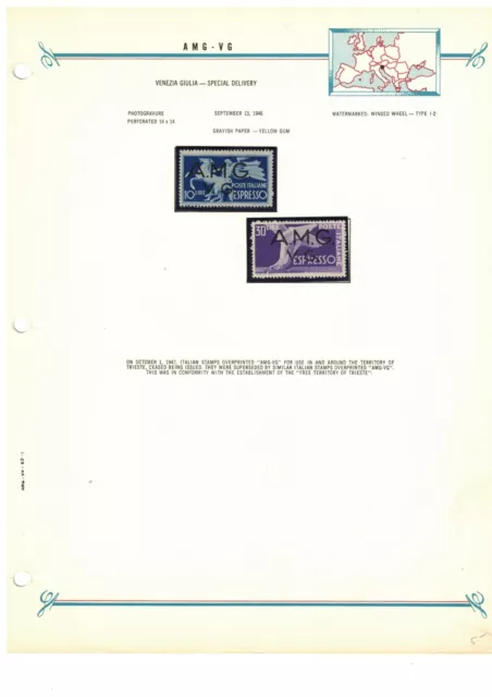 Italy Trieste AMG-VG 1946 Express Post Pair on Bush Album Page MLH