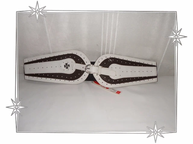 Ceinture Fantaisie Blanche Et Noir Nacrée Doca 110 Cm - Neuve Avec étiquettes, Style Tressé
