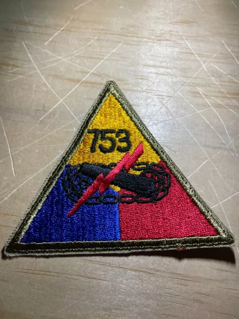 ¿Segunda Guerra Mundial/1950/60? PARCHE DEL EJÉRCITO DE EE. UU. - 753a DIVISIÓN BLINDADA - ¡VARIANTE ORIGINAL BELLEZA!