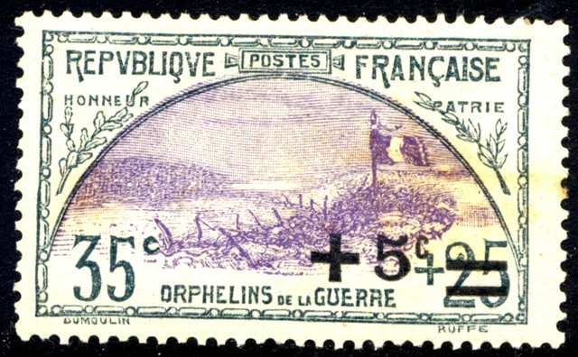 France 1922 War Orphans Fund  1922 5c on 35c SG392 MH and fine