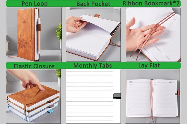 A5 DIARY 2026 Day per Page, Daily Planner with Monthly Tabs, Back ...