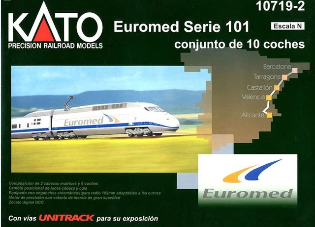 KATO 10719-2 RENFE EUROMED BR 101 Juego de 10 vagones como AVE ICE
