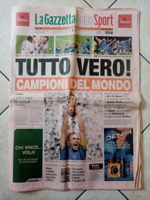 ITALIA CAMPIONE DEL MONDO 10/07/2006"Quotidiano Alto Adige" MIRACOLO ITALIANO 