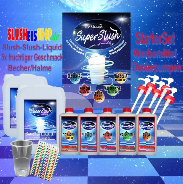 Super Slush Sirup Slusheis Neutral & Liquids Konzentrat 5 Sorten mit 1 Maschine