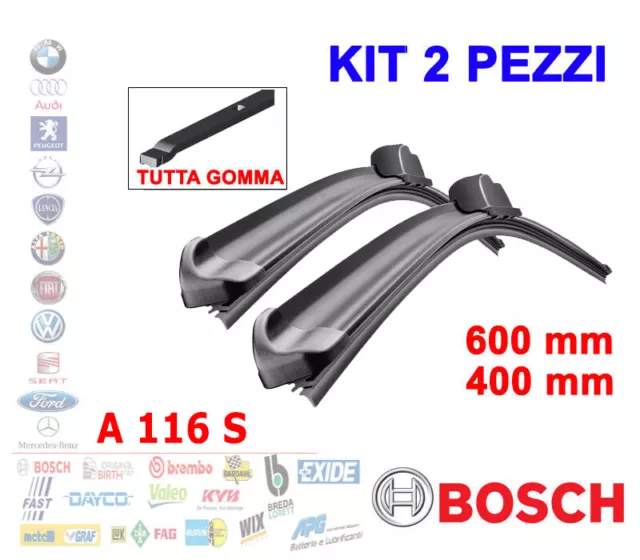 Kit 2 Spazzole Tergicristallo Gomma Bosch 3397007116 Aerotwin Renault 60 40 Cm