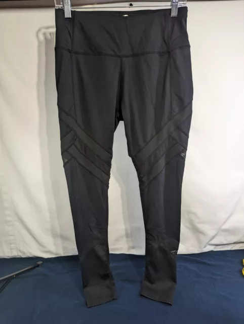 Avia Pants Women's Size Medium Black Athletic Mesh Cut Outs Mid Rise Stretch