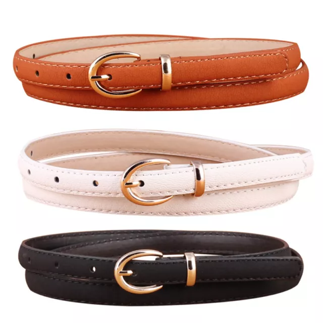 Quality  Ladies Girls Thin Skinny Solid Faux Leather Adjustable Waist Belt