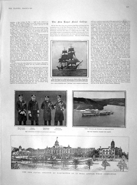 Old Antique Print 1902 Naval College Dartmouth Ship Moltke Boers Horses 20th