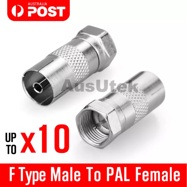 F-Type Male to PAL Female Socket TV Antenna Cable Connector Adaptor RG6 Adapter