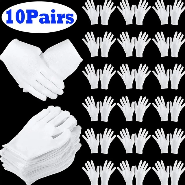 Unisex White Cotton Gloves Coin Jewelry Inspection Works Gloves Eczema Hand Spa