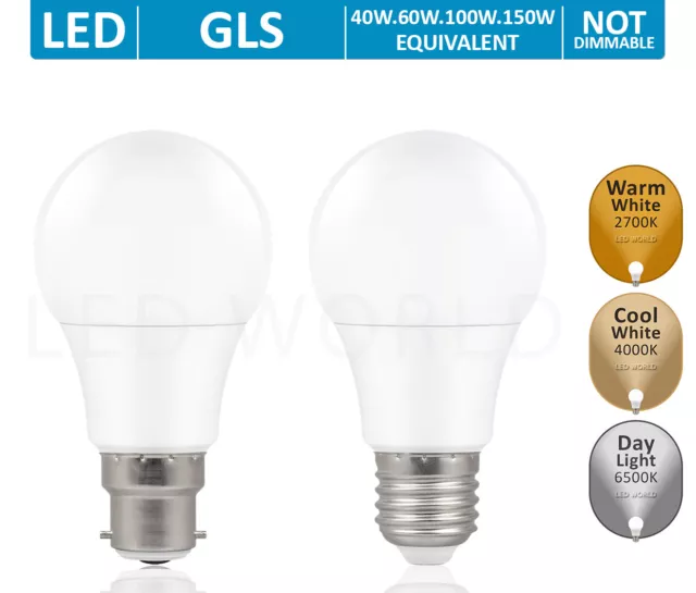 LED GLS ENERGY SAVING LIGHT Bulbs 4.9w =40w 8.5W=60W 14w=100W 150W BC B22 ES E27
