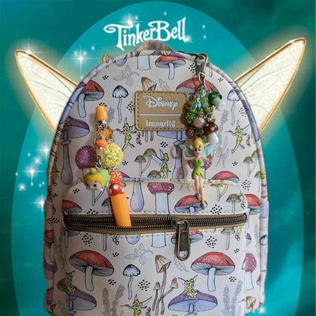 Loungefly Disney Peter Pan Tinker Bell Mushroom Mini Backpack, Charm, & Pen