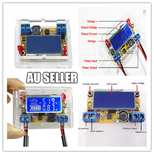 DC-DC ADJUSTABLE BUCK Converter Step Down Power Supply Module LCD with ...