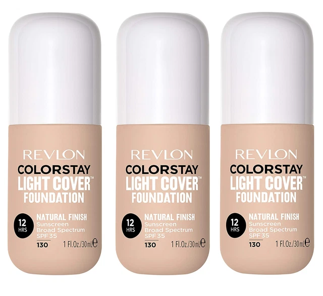 REVLON COLORSTAY LIGHT Cover Foundation, SPF 30, 130 Porcelain (3 Pack