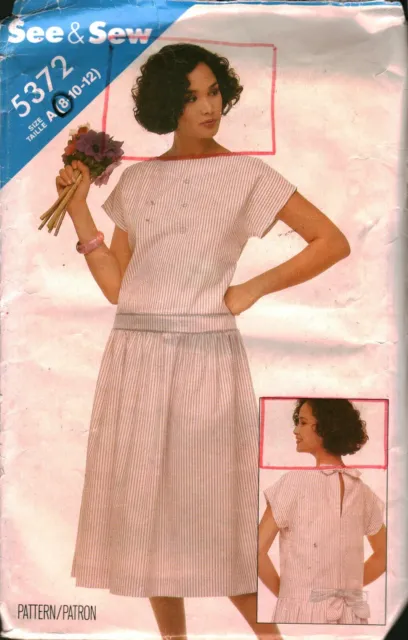 5372 Vintage Butterick SEWING Pattern Misses Loose Fitting Pullover Dress Easy