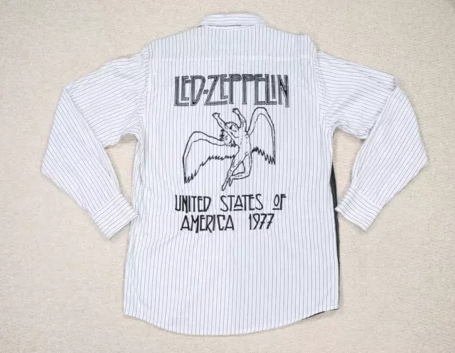 Led Zeppelin Shirt Adult Medium White Black Bravado Button up Swan Song