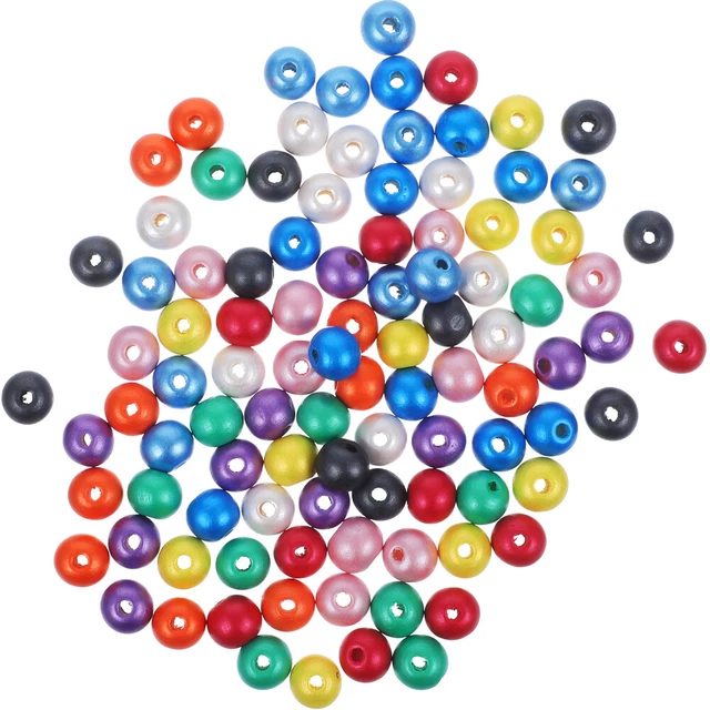 100 Pcs Candy Colored Wooden Beads Kid Ornaments Accessories