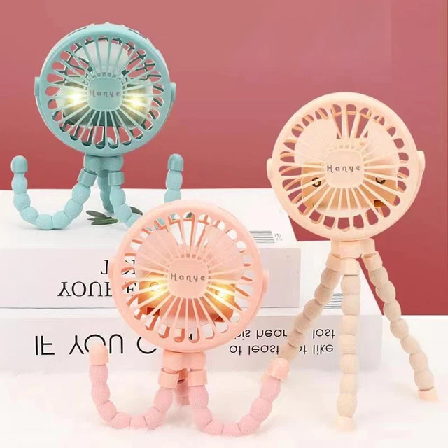 Ventilateur USB Flexible Pieuvre avec Clip Mini LED Portable for Bébé Poussette