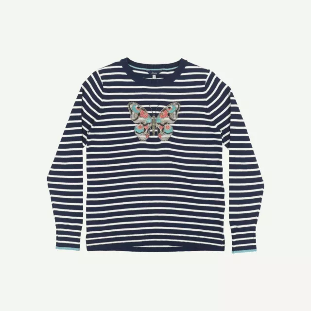 Joules Womens Navy Cotton blend Striped Long sleeved Jumper 34" 10