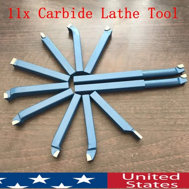 11PCS Metal Lathe Tooling Carbide Tip Tipped Cutter Tool,for Metal Lathe Turning