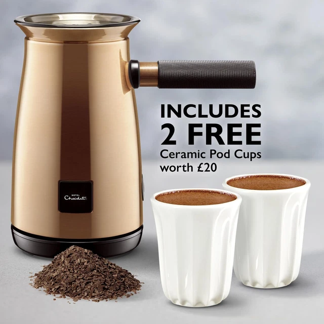 HOTEL CHOCOLAT VELVETISER Hot Chocolate Machine Copper With Free 2 Cups