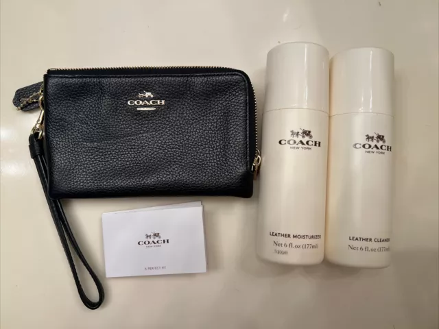 Coach 6649 Double Corner Zip Leather Wallet - Black - Excellent Condition