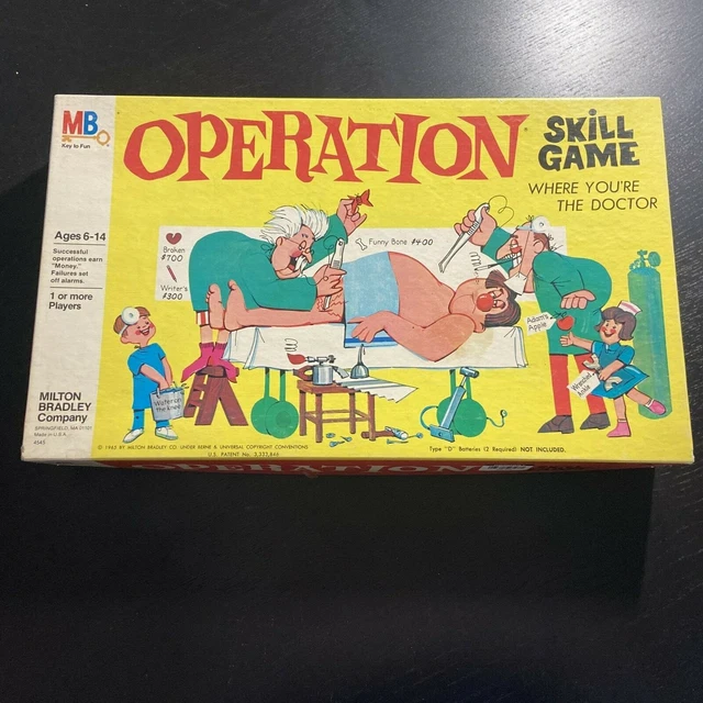 VINTAGE 1965 MILTON Bradley OPERATION Board Game Smoking Doctor NOT