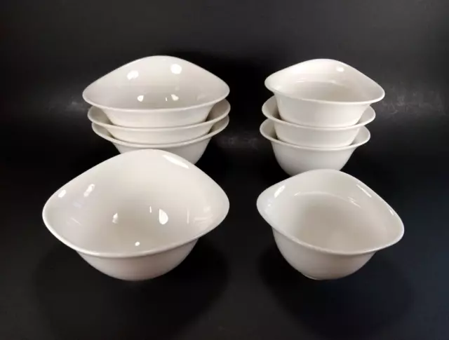 8 Villeroy & Boch Vapiano Bowls Soup Salad Small White Porcelain 6oz & 10oz