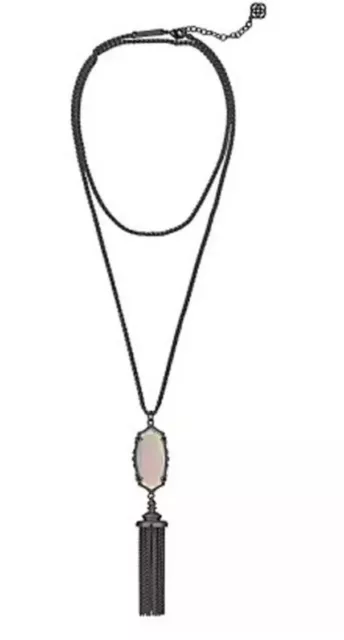 Kendra Scott "Mystic Bazaar" Gunmetal Iridescent Opalite Everly Drop Necklace