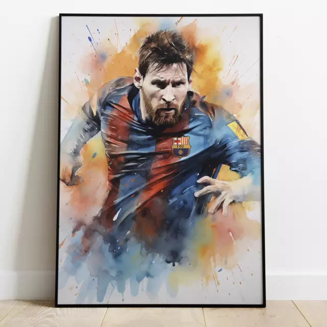 Lionel Messi Watercolor Poster Print | Football Soccer | Sports Legend Star Art