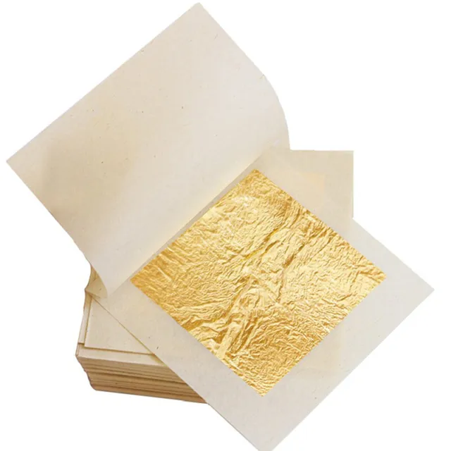 24K Gold Leaf Edible Gold Foil Sheets for Cake Deco Arts Craft Paper Paintin-wf