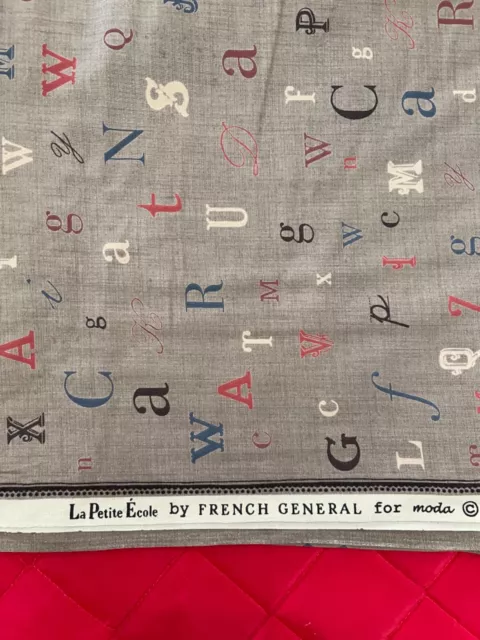 Tela General Francés para Moda La Petite Ecole Alfabeto 1 yarda