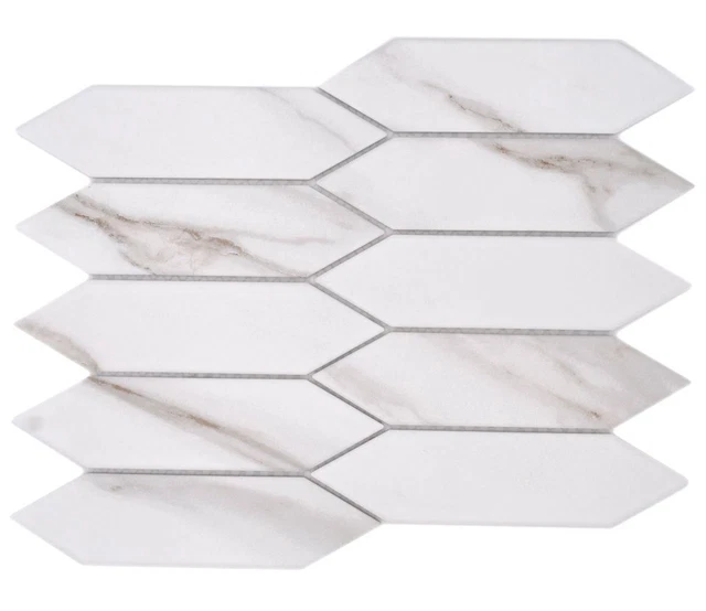Mosaico Cerámico Hexágono Calacatta Blanco Marrón Gris 13-L1112_f | 10 Esteras
