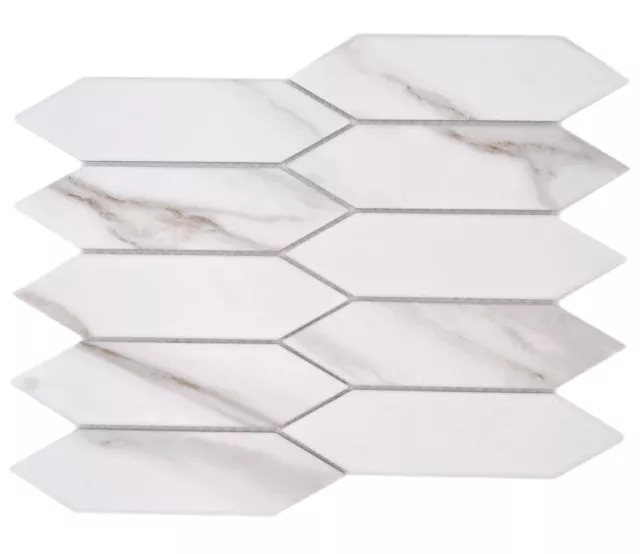 Mosaico de cerámica hexágono hexágono calacatta blanco marrón gris | 10 alfombras