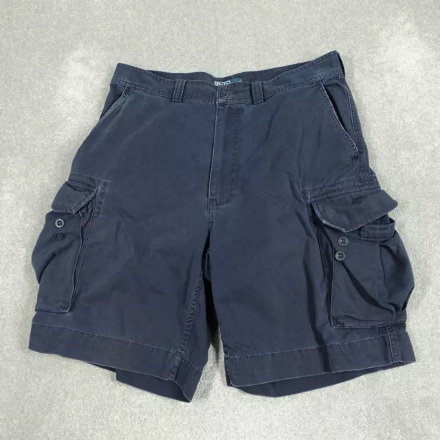 Polo Ralph Lauren Mens Cargo Shorts W36 Blue Navy Zip Fly Cotton Pockets