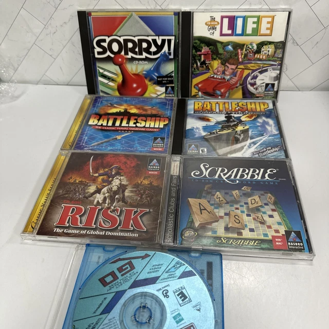 LOT OF 7 Classic Board Games PC CD Rom Vintage 90s Life Risk