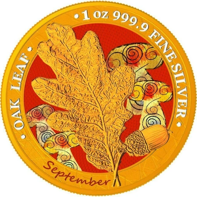 1 Oz Silver Coin 2019 5 Mark Germania Oak Leaf 12 Month Series - September