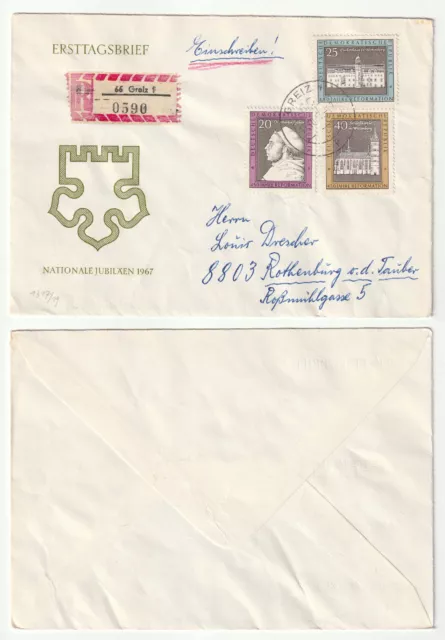 96769 - Mi.Nr. 1317-1319 - FDC, Einschreiben - Greiz 17.10.1967 nach Rothenburg