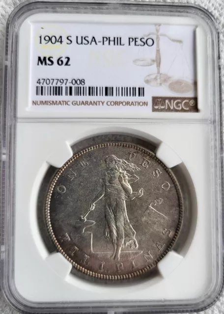 1904 s USA-Philippines peso NGC MS 62