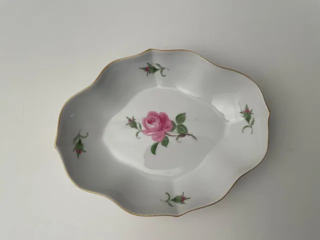 Meissen, Porzellan Schale, Meissener Rose, Goldrand, 15,5 cm