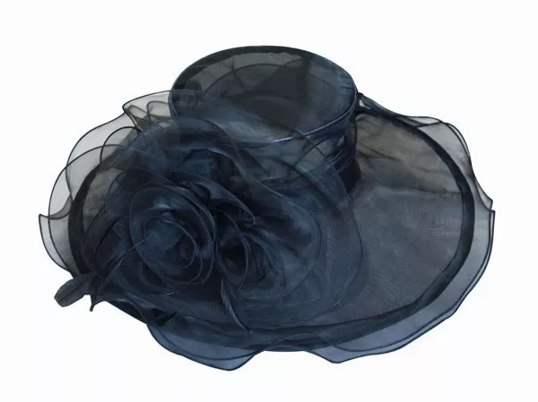 Eleganter Damenhut SCHWARZ Organza Hut Brauthut Organzahut Hochzeit Kopfschmuck