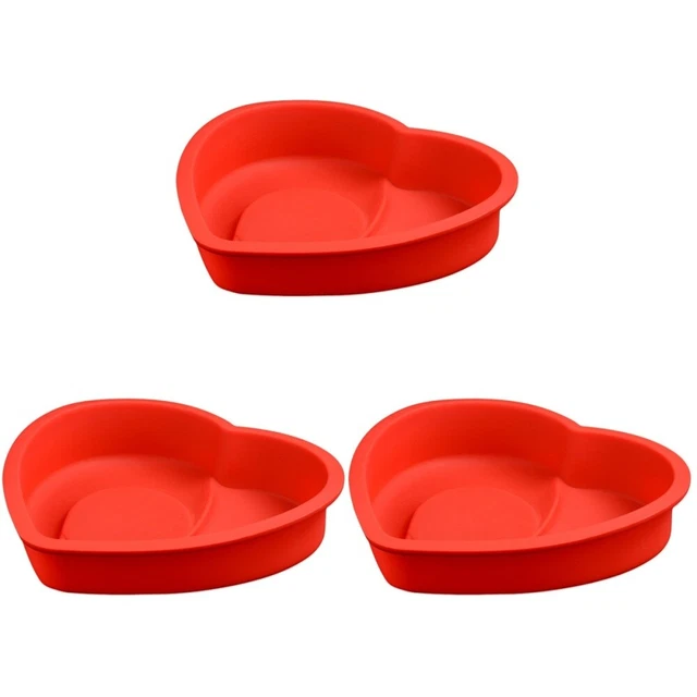 3x Hoja antiadherente para hornear en forma de corazón Silicona Pastel Forma Pan Para Chocolate