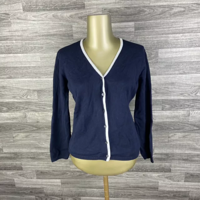 TOMMY HILFIGER Button Down V-Neck Blue Cardigan Knit Sweater Women's Size Medium