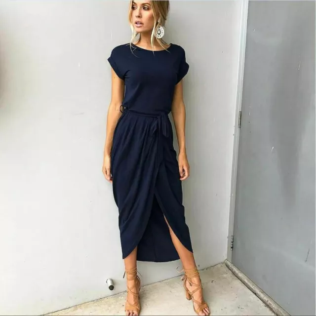 Split Long Maxi Dress Sleeveless Dress Short Ladies Party Sleeve Women  Summer 3