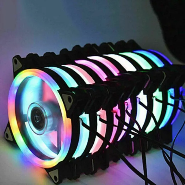 LED Cooling Fan RGB 12cm DC 12V Brushless Cooler For Computer Case PC CPU J.jj