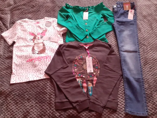NutMeg Matalan Peacocks Girls Tops T-shirt Jeans Bundle Age 8-9-10-11 Yrs 5items