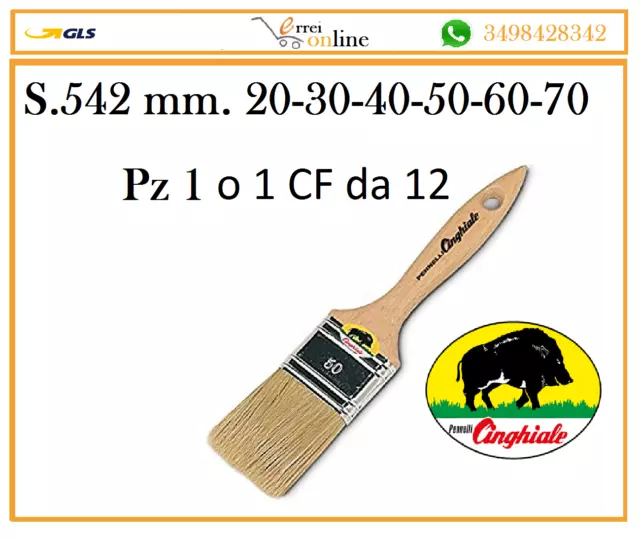 PENNELLO PENNELLESSA CINGHIALE 542 PIATTO SETOLA BIONDA CON MANICO IN legno