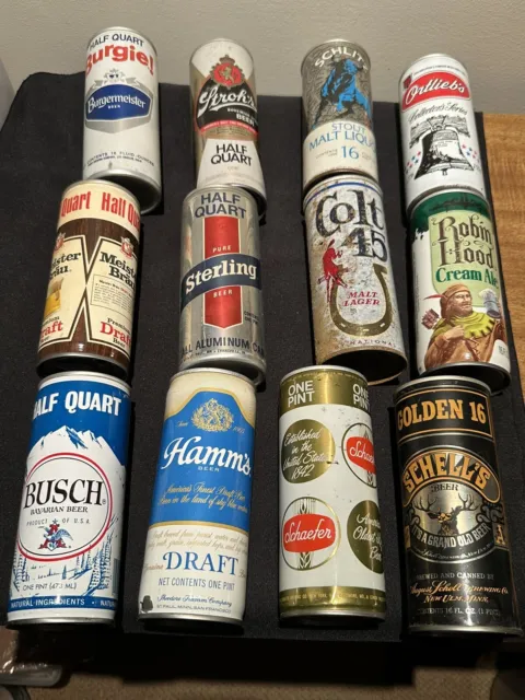 12 Pack 16oz Scratch &Dent Beer Cans Colt 45 Schlitz Stout Hamm's Draft Sterling