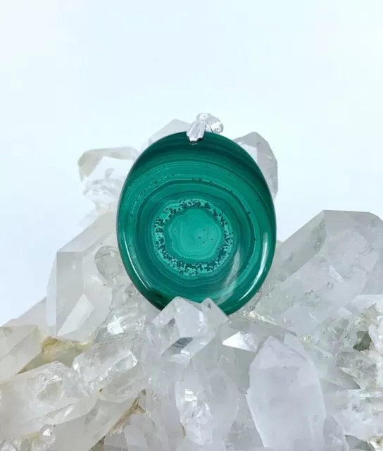 Pendentif Malachite pierre Naturelle 49 Cts du Congo Beliere Argent 925 Minéraux